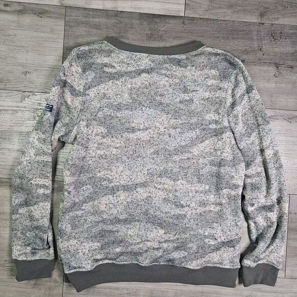 LL Bean Womens Medium Gray Heather Camo Sweater Pullover Long Sleeve Camouflage - Picture 7 of 7
